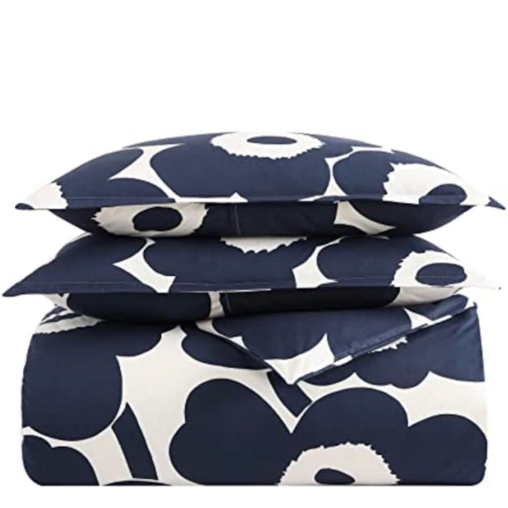 NWT Marimekko - Duvet Cover Set with Matching Shams - Unikko Indigo-Full/Queen - Picture 7 of 8